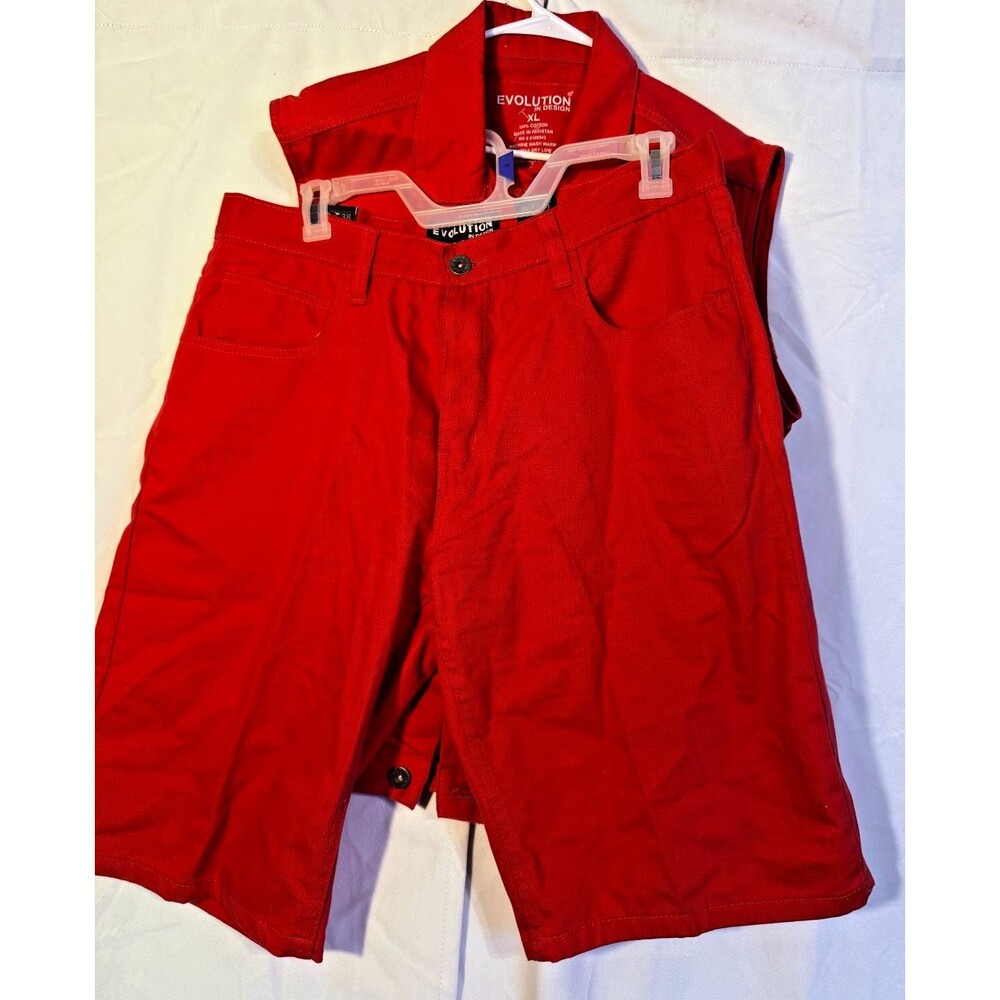 Hot Pink Denim Jean Shorts Outfit Set Men's XL Evolution Streetwear Skater New